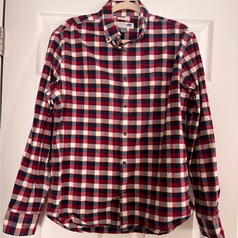 Old Navy Red and Blue Casual Button Down Shirt